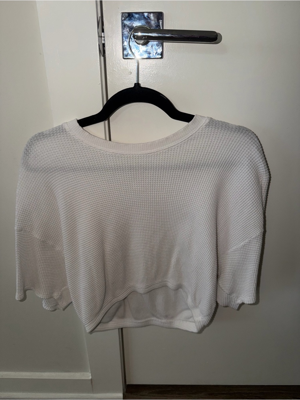 aerie Cream Waffle-Knit Pullover Sweatshirt